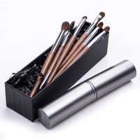 HXE-12 6pcs pony hair original wood handle eyeshadow brushes set  for make up smudge blending eyebrow brush